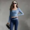 Conjunto Fitness Esportivo Feminino 2026 Estilo Outono com Bojos Manga Longa Roupas de Yoga Cintura Cruzada Calças Justas Elásticas Emagrecedoras