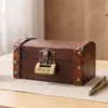 Caja de tesoro de almacenamiento vintage con cerradura, caja de almacenamiento de joyas para el hogar, caja pequeña de madera decorativa para escritorio, estuche pequeño de madera de almacenamiento