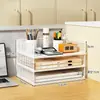 Estante de Archivos Horizontal para Oficina Estante de Almacenamiento de Escritorio Estante de Almacenamiento de Libros e Información Organizador Estante de Almacenamiento de Múltiples Niveles