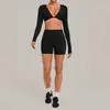 Conjunto de Yoga de Manga Larga Ajustado Arena Otoñal Secado Rápido Ropa de Fitness Conjunto Deportivo para Correr al Aire Libre en Invierno 1834+2208