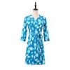 Falda Wrap Tejida Azul Cielo Estampada Elegante Ropa de Trabajo Tirante Vestido Delgado para Mujer Pg Dvf2025 Verano Nuevo Estilo