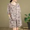 Conjunto de Duas Peças Verão Floral Literário Retro Simples Elegante Fino Solto com Botão Shorts Pulôver para Mulheres