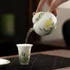 Tetera de cerámica pintada a mano, juego de té Kung Fu, tetera para preparar té de uso doméstico, tetera de color bajo vidriado, tetera individual, diseño de flor amarilla y hoja verde