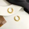 Brincos de Círculo Vazado da Moda Europeia e Americana Versáteis para Mulheres, Distintivos, Simples, Metal Esmaltado, Estilo Frio, Argola de Orelha Francesa