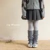 Zapatos Algodón Calentadores de Pierna para Niños Otoño Invierno Calcetines con Volantes de Perla Estilo Coreano Ins Chica Ropa Exterior Calentadores de Pierna de Lana Tejida para Pantorrilla