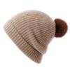 Gorro de Cachemir para Mujer 100% Cachemir Puro Otoño e Invierno Nuevo Hilo de Tres Hebras Pompón Engrosado Protege Orejas Tejido Cálido