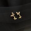 Mini Aretes de Mariposa de Zirconia Colorida Aguja de Plata S925 Dulces Pequeños Aretes Frescos Estilo Coreano de Alta Gama