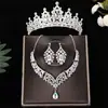 Comercio Exterior Estilo Coreano Maquillaje de Boda Corona Conjunto de Collar Collar de Novia Pendientes Diadema de Cumpleaños de Princesa Conjunto de Tres Piezas