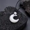 Collar de Luna Creciente para Hombre Plata Piedra de Moda Tendencia Moda de Alta Gama Versátil Cordón Tejido a Mano Diseño Personalizado Joyería para Mujer