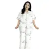 [Personalizado al por Mayor] Conjunto de Pijama de Verano para Mujer, Algodón Nube Manga Corta Pantalón Largo, Conjunto Delgado para Estar en Casa, Venta Directa de Fábrica