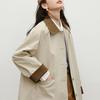 Gabardina Caqui Estilo Japonés Nueva Moda Otoño e Invierno 2025 para Mujer Ajuste Relajado Adelgazante Bloques de Color Elegante Chaqueta de Longitud Media