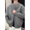 Cardigan Tricô Pesado Cinza Claro Ankore Masculino Roupa de Outono Estilo Preguiçoso Jaqueta de Tricô Solta para Casal