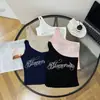 3653 # Camiseta sin mangas con un hombro asimétrico estilo Puro Deseo para Mujer, Nuevo Top de Verano Ajustado con Bordado de Letras para Chica Atrevida