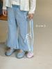 Talla Rollo 25 Jeans Nuevos Primavera y Otoño Niñas Color Sólido Combinan con Todo Jeans Azules Pantalones de Mezclilla con Encaje