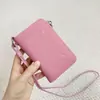 2025 Transfronteiriça Nova Couro Bovino de Primeira Camada Granulado Bolsa para Celular Moda Simples Multifuncional Bolsa para Celular de Pendurar no Pescoço Tendência