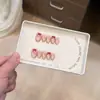 Unhas Curtas Artesanais Verão com Miçangas Olho de Gato Laço Doce, Realça o Tom da Pele, Visual de Luxo, Adequado para Estudantes e Uso Diário