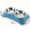 Comedero para Perros, Plato para Perros, Doble Plato, Diseño Trapezoidal, Antiderrames, Plato Integrado para Agua y Comida, Plato Interior de Acero Inoxidable, Plato para Gatos, Plato para Mascotas
