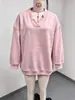 Nuevos tops para mujer de estilo europeo y americano, con puños acanalados cómodos, escote en V y un corte holgado e informal. Disponible para envío directo individual