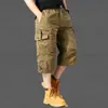 Moda de Verano Pantalones Cortos de Algodón de Pierna Recta Cargo Modernos Sueltos Cómodos Versátiles para Exteriores Pantalones Deportivos de Siete Puntos con Múltiples Bolsillos
