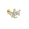 Amazon Novo Borboleta Diamante Pérola Fio Brinco de Unha Europa e América Quente 16G Cabeça Plana Perfurador Lóbulo Auricular Brincos