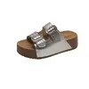 Sandálias Slip-On Estilo Birkenstock com Solado Grosso para Mulheres, Nova Moda Verão 2026 Versátil Aumenta a Altura Antiderrapante Sandálias de Praia