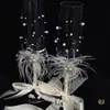 Par de Taças de Brinde para Casamento DIY Taças de Brinde para Casamento Taças de Pé Alto Conjunto de Caixa de Presente Presente de Casamento Kit de Materiais para Taças de Brinde