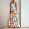 Verão 2026 Novo Estilo Transfronteiriço Europeu e Americano Comércio Exterior Moda Feminina Estilo Resort Moderno Vestido de Alça Estampa Graffiti