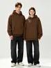 Venta al por mayor de sudaderas con capucha de forro polar de color sólido estilo europeo de 380G para otoño e invierno, disponibles en tallas grandes para hombres y mujeres, con diseños de moda y opciones de impresión personalizadas