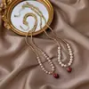 Perla de Agua Dulce Alienígena Temperamento Hecho a Mano Flor Verdadera Inmortal Flor Seca Pulsera Collar Collar Corto de Rosa Cadena para Clavícula