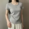 Camiseta de Manga Corta de Algodón Puro Acanalado para Mujer, 240g, Verano 2026, Estilo Corto, Elástica, Corte Ajustado, Estilo Sexy, Top Adelgazante para Mujer