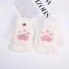 Nuevos Guantes de Invierno para Niños 2025 con Patas de Gato Lindas, Cubierta Plegable para Dedos, Tejido de Felpa de Medio Dedo, Guantes Cálidos Adecuados para Niños y Niñas Estudiantes