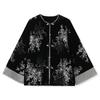 Estilo Chino Negro Cuello Redondo Botón de Placa Lentejuela Bordado Bordado Chaqueta Diseño Falda Cola de Pez Nuevo Traje Chinoiserie N9087