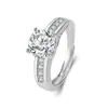Anillo de Lujo Ligero Estilo Coreano Elegante con Cuatro Garras Anillo Eterno para Mujer Diamante de Simulación Anillo de Boda Anillo de Moda con Microincrustaciones Anillo para el Dedo Joyería