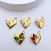 Colgante de Corazón Multicolor con Baño de Oro que Conserva el Color Estilo Minimalista Materiales para Pendientes, Collares, Pulseras DIY
