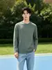 Sudadera de Cuello Redondo para Hombre Otoño Invierno Más Terciopelo Cálido Manga Larga Capa Base Color Puro Holgada Talla Grande Top Interior Base