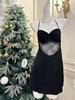 Cinto Sexual de Renda com Flores Vazadas, Almofada para Peito, Vestido de Pendurar, Camisola, Roupas de Casa Femininas para Outono e Inverno, Terno de Seda de Gelo