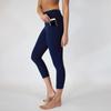 Pantalones de yoga cropped de cintura alta de Europa y Estados Unidos, wish comercio exterior, color liso, bolsillo para teléfono móvil, pantalones de yoga para mujer, pantalones de fitness transfronterizos para mujer