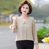 Mamá Otoño 2024 Nuevo Top Camisa Estilo Occidental para Mujeres de Mediana Edad Top de Manga Larga para Mujeres de Mediana Edad Primavera y Otoño