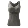Nuevo Chaleco Térmico de Encaje con Control de Abdomen para Mujer para Otoño e Invierno con Copas, No Necesita Usar Sujetador, Camiseta Interior, Ropa Interior Térmica que Se Puede Usar por Fuera