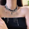 Collar Cruzado de Múltiples Capas Estilo Diablo Gargantilla para Mujer Cadena de Hueso de la Clavícula con Cuentas de Contraste Cadena de Collar Punk de Moda