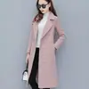 Abrigo de Lana Cálido para Otoño Invierno Mujer Longitud Media Simple Manga Larga Abrigo de Lana para Mujer Largo