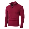 Suéter Pulóver de Punto Sólido Simple para Hombre con Media Cremallera y Cuello Alto, Camisa Base de Punto Cálido Casual de Moda para Otoño e Invierno