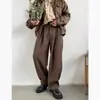 Calça Calça Calça Marrom Marrom Retrô Estilo Americano Transfronteiriça Calça de Perna Larga Perna Reta Solta Masculina Primavera e Outono Calça Casual