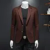 Blazer de Negócios Masculino para Primavera e Outono, Jaqueta de Terno Casual Slim-Fit, Blazer Casual de Peça Única, Casaco Versátil Tendência Estilo Coreano