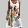 Transfronterizo Vestido Nuevo Textura Gama Alta Impresión Digital 3D Vestido Talla Grande Estilo Vacacional Vestido Talla Grande Mujer