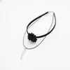 Moda nueva versión coreana de simple doble capa cadena de clavícula de encaje negro joyería de collar corto lindo para mujer venta al por mayor