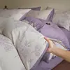Juego de Cuatro Piezas de Jacquard Vintage Original Lino Lavado Lino Hilo Arrugado Algodón-Lino Estampado Juego de Ropa de Cama para Dormitorio