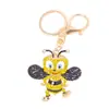 Luz Gotear Aceite Lujo Creativo Llavero Anillo Abeja Coche Mochila Pedrería Metal Colgante de Llave Insecto Animal