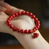 Pulsera de Cinabrio Pulsera Nueva Estilo Chino Arena Púrpura y Dorada Ojo de Gato Loto Pulsera de Cinabrio Pulsera con Cuentas Pulsera de Ojo de Gato