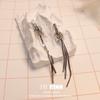 Pendientes de plata S925 con diseño de aguja, estilo coreano, elegantes, sencillos y exquisitos, con nudo de circonitas, largos y con borlas, para mujer.